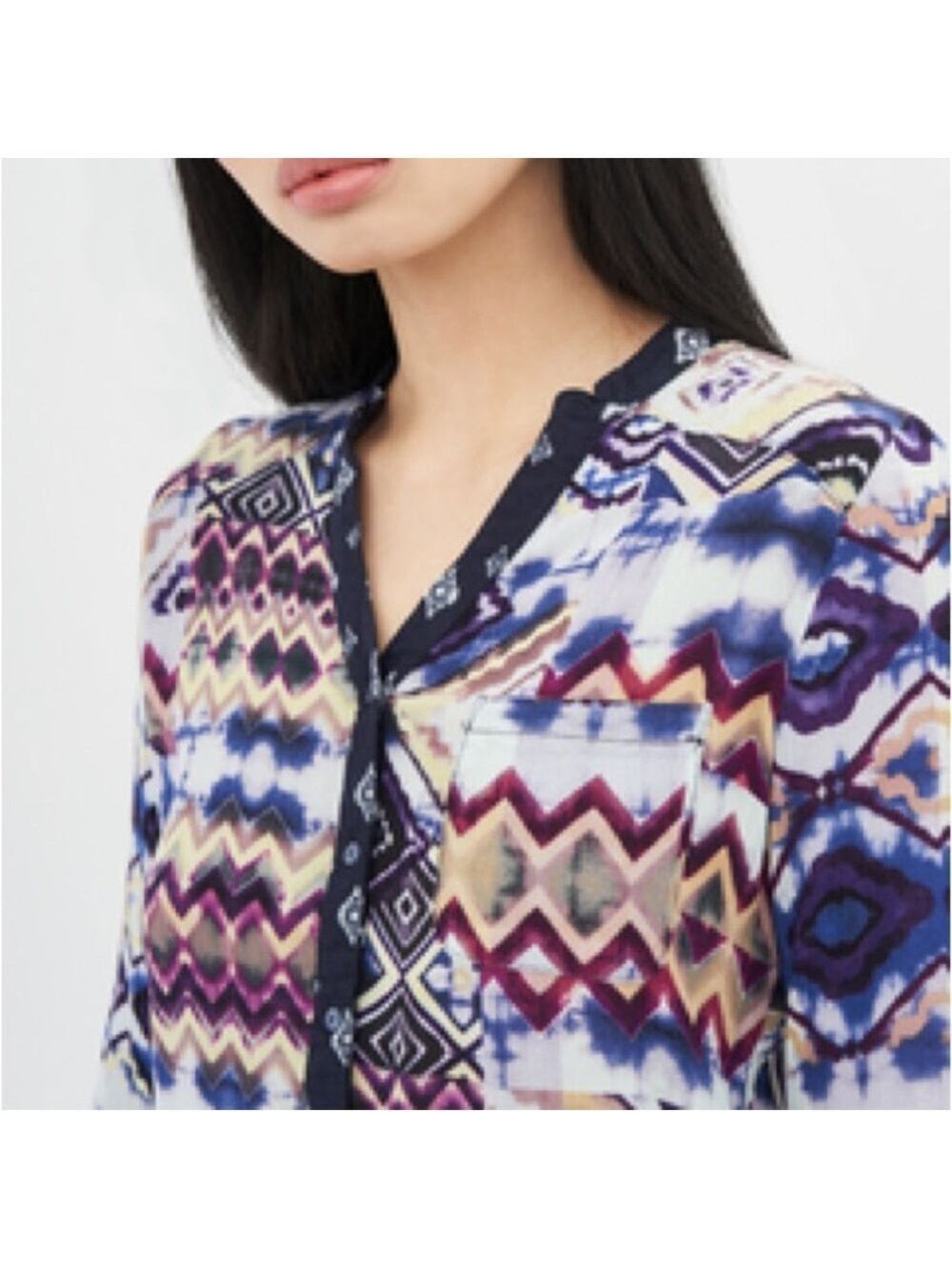 DESIGUAL Multicolor Geometric Button Down Shirt